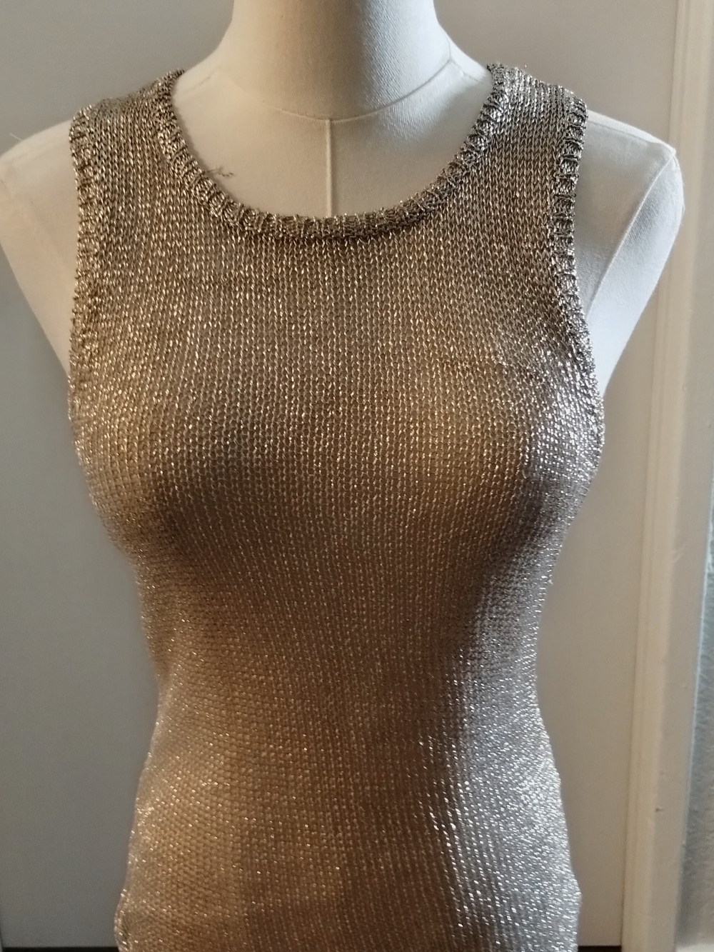 Boston Proper Metallic Gold Knit Tank